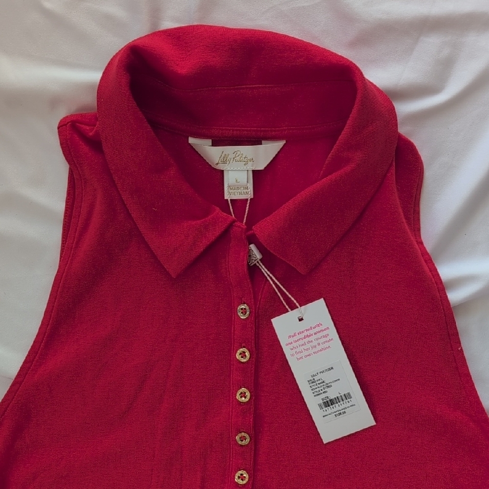 Lilly Pulitzer Vibrant Red Sleeveless Polo Dress - Picture 3 of 5
